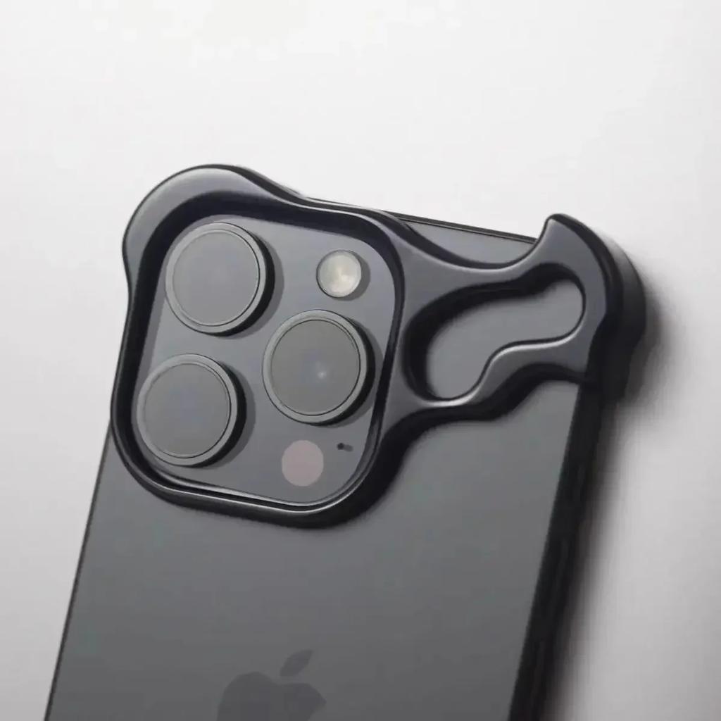 Irregular Metal Bumper Phone Case For IPhone 17 16 15 14 13 12 Pro Max Plus Lens Film Protection Bare Aluminum Shockproof Cover
