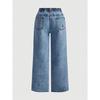 Plus Size Women's Stretch Denim Embroidered Straight Leg Jeans - Simple and Elegant