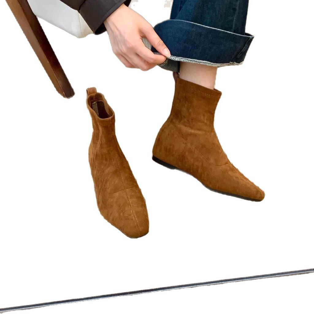 Inner height increase retro brown Martin boots women's shoes 2025 new temperament thin French small short boots spring and autumn single boots