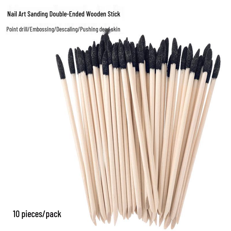 

Двусторонняя черная марлевая пескоструйная обработка, оранжевое дерево, инструмент для доттинга ногтей со съемными головками 10 pcs/pack