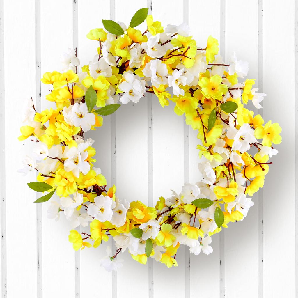 Spring Simulation Wreath Door Hanging Courtyard Fake Flower Wall Decoration Flower Home Wedding Floral Rattan Decoration Props