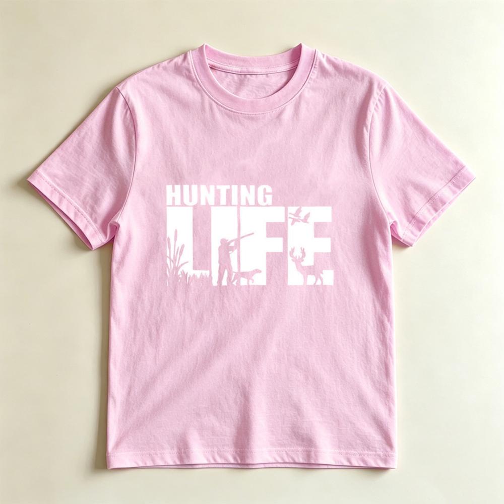 Hunting Lover Gift Tshirt Hunting Life Silhouette Deer Dog Duck Print Short Sleeve Top Outdoor Country Hunter Casual Tee