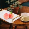 Large Plastic Rectangle Serving Tray Handles Coffee Table Tea Tray Household Storage Snack Fruit Decorative Teaware Accessory