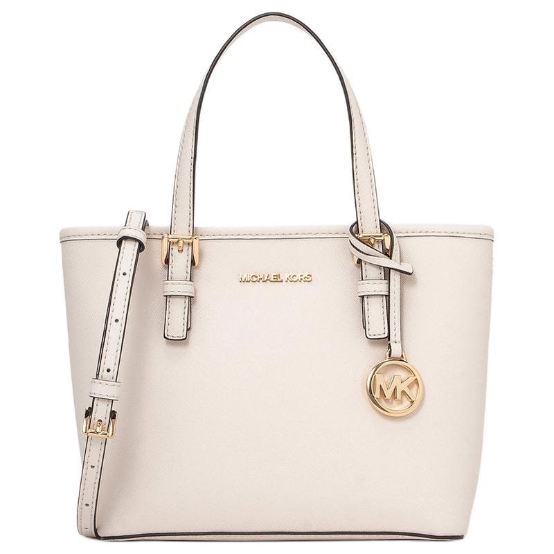 Michael Kors Jet Set Travel Brand Logo Adjustable Detachable Shoulder Strap Cowhide Tote Bag Tote Bag Shopping Bag Shoulder Handbag Mini Women's Cream