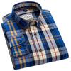 2026 Nuova Moda Uomo a Quadri 100% Cotone Primavera Autunno Tasca Manica Lunga Vestibilità Slim Camicia da Uomo con Bottoni