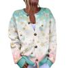Women's Christmas Print Cardigan Long Sleeve Button Down Knit Outerwear for Holiday Party