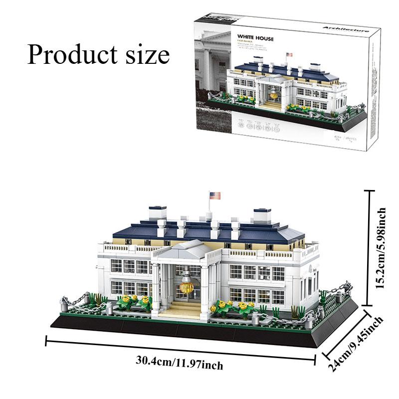 894P White House Building Blocks Set,American Landmark Street View Architecture Model,DIY Creative Building Kit,Educational Gift
