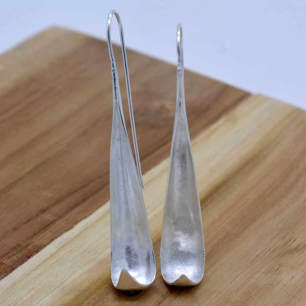 925 Sterling Silver Earrings, Hocky Stick Handmade Dangle Earrings, Gift For Her