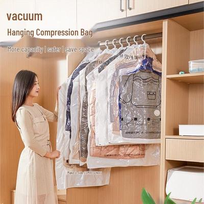Sac de Rangement Sous Vide pour Vestes Suspendues - Organisateur Anti-Poussière avec Pompe
