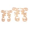 2Pcs Floral Wood Applique Corner Onlay DIY Wooden Carved Corner Furniture Wall Fireplace Decorative Unpainted Wood Carving Decal