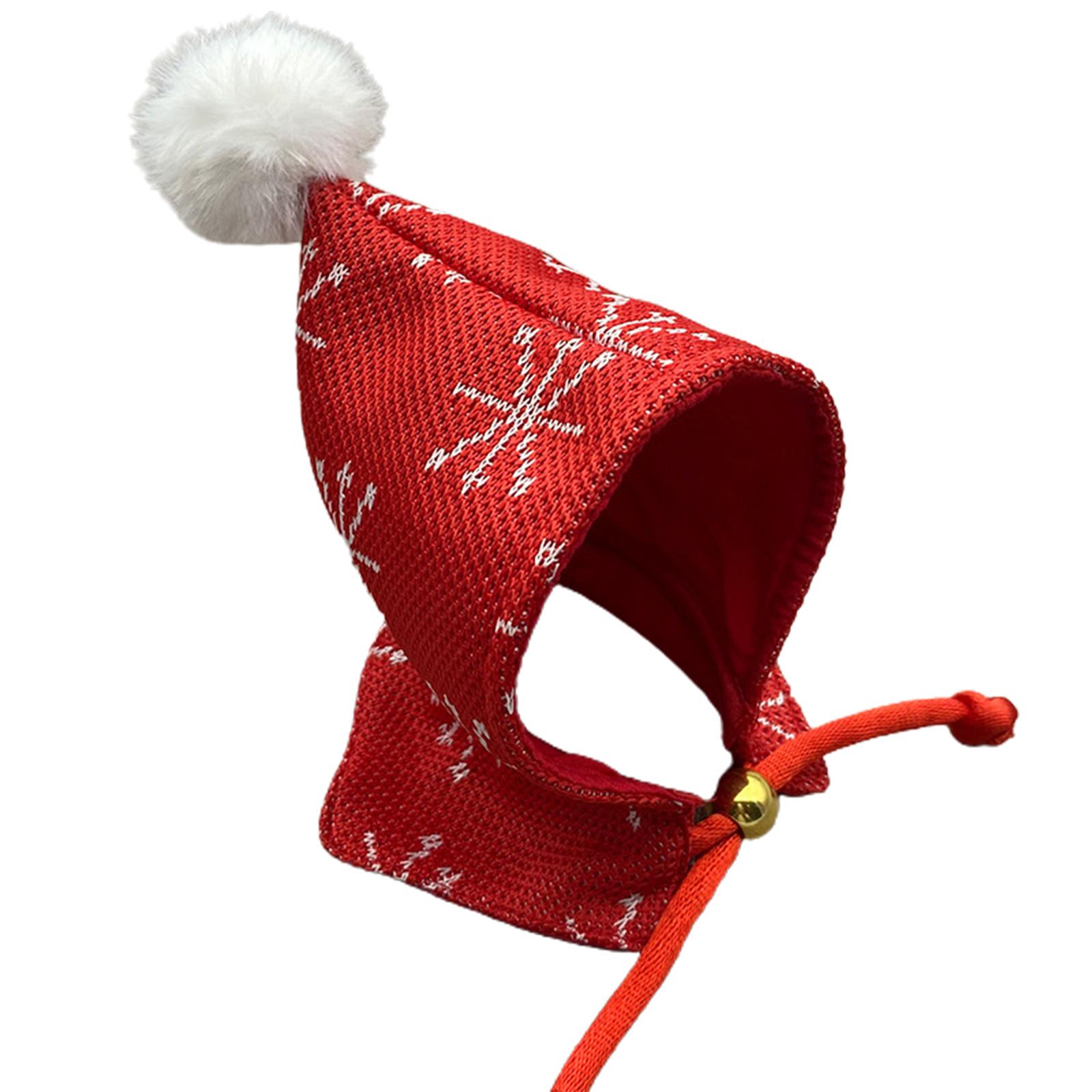 

Christmas Pet Snowflake Pattern Hood Hat with Adjustable Chin Rope Pet Scarf Lovely Dogs Cat Colorful Saliva Towel S