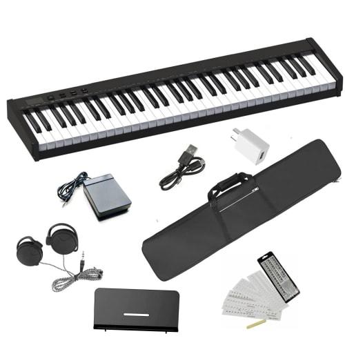 Longeye Digital Piano, 61 Keys, Ultra-Compact, 10mm Stroke, Built-in Battery, Long Battery Life, Perfect for Practice, Includes Storage Bag, Pedals, M