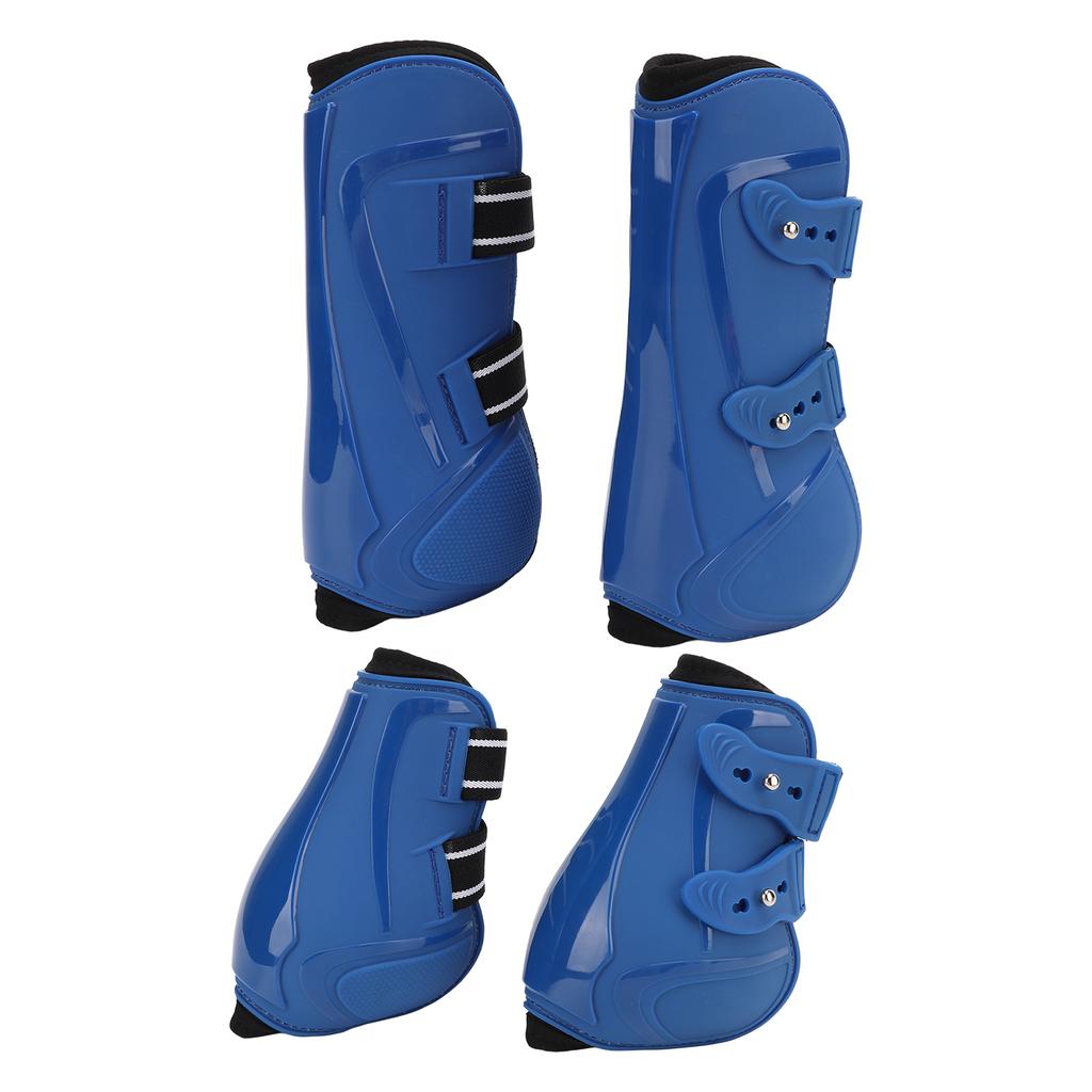 Horse Leg Boots PU Elastic Breathable Thickened Front Hind Horse Leg Protector for TendonBlue Set