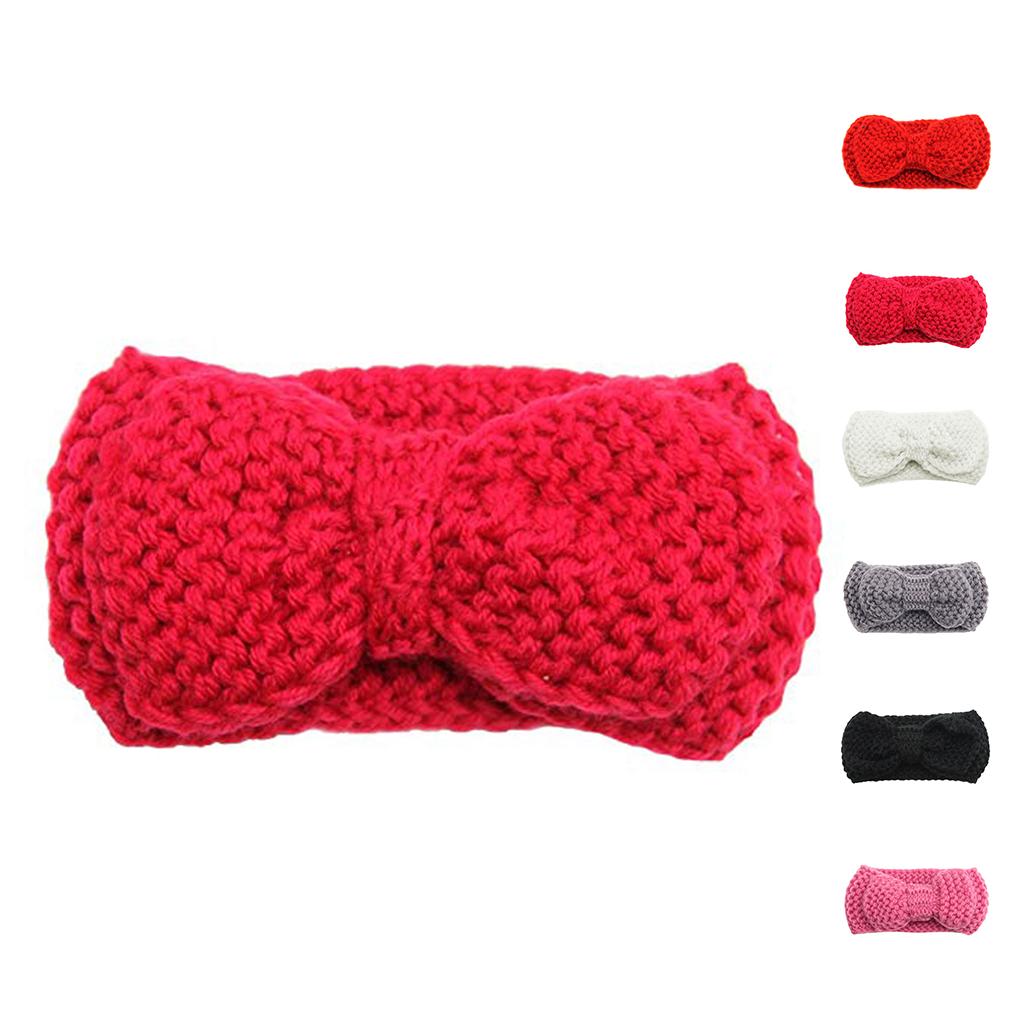 Sweet Children Bowknot Hair Band Knitted Headband Kids Toddler Infant Headdress Accessories