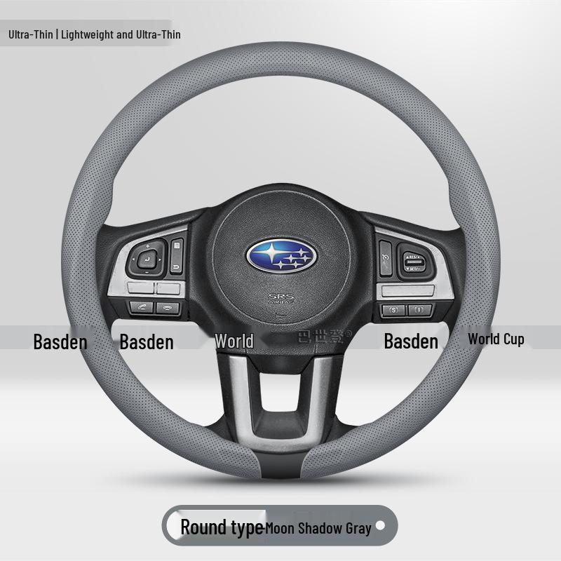 Leather Steering Wheel Cover for Subaru Models: XV, Forester, Crosstrek, Outback, WRX, Levorg, BRZ
