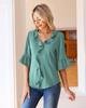 2026 Fashion Style 3/4 Sleeve Ruffle Lantern Collar Casual Top