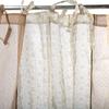 Beige Floral Pattern Cotton Voile Curtain with Tie Tops 110x250