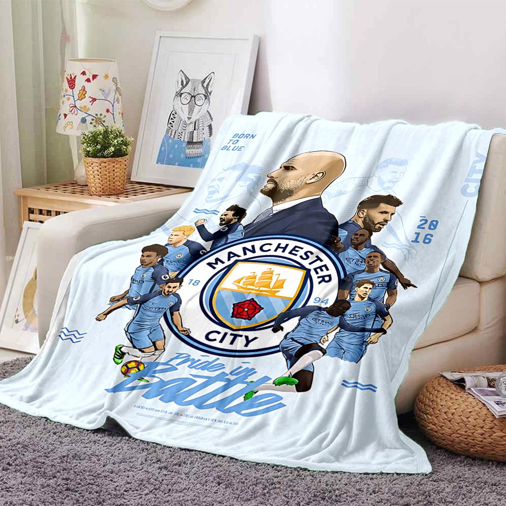 Manchester Crest Blankets Flannel Printed Breathable Warm Throw Blanket for Home Office Bedspreads 0708a4