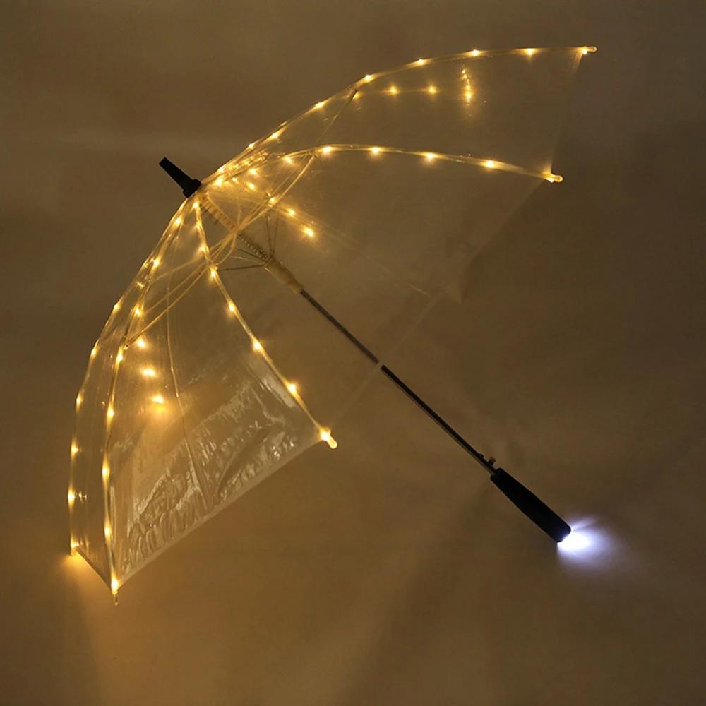 New Creative Personality Fashion Umbrella LED Luminous Transparent Umbrella Location Shooting Creative Umbrella Boys and Girls cm