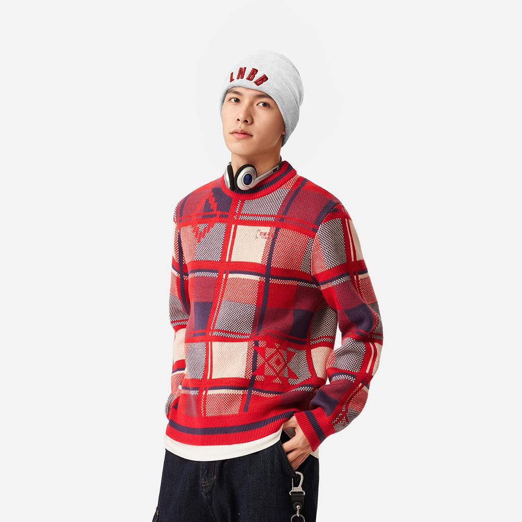 Li Ning Dai Jin Dou Jin Series Simple Comfortable Versatile Casual Loose Dopamine Sweater Long Sleeve Jacket Round Neck Knitted Top AMBV031-7