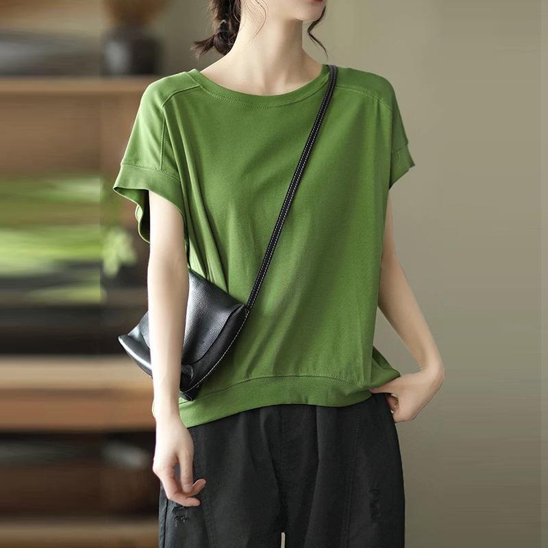 Summer new versatile foreign Korean version of short-sleeved tops are popular this year, loose round neck meat-covering and thin women's clothing