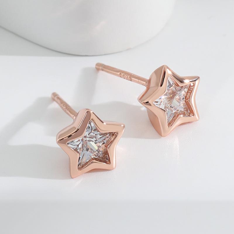 Anti-allergic Palace Baroque Rose Gold Meteor Flower Five-pointed Star Earrings