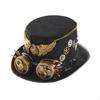 Top Hat with Goggles and Gears Black Adjustable Strap Elegant Headwear for