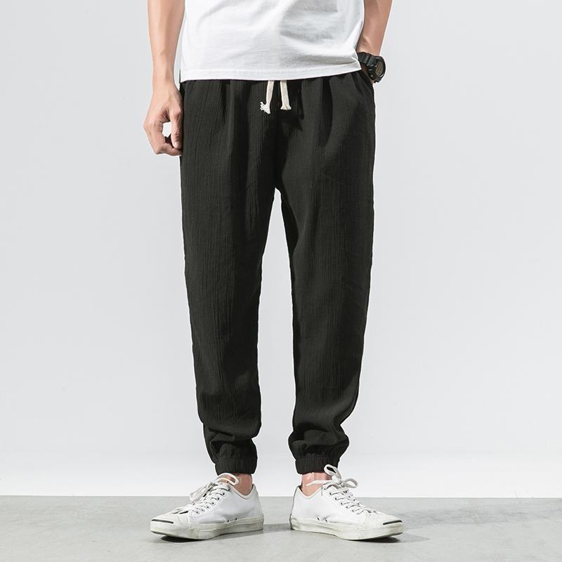 Cotton Linen Casual Harem Pants Men Joggers Man Summer Trousers Male Chinese Style Baggy Pants Harajuku Clothe