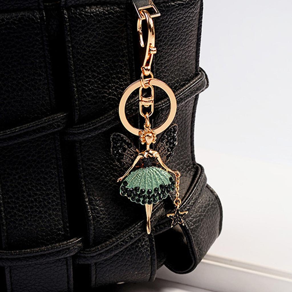 Diamond Studded Ballet Girl Car Keychain Bag Pendant