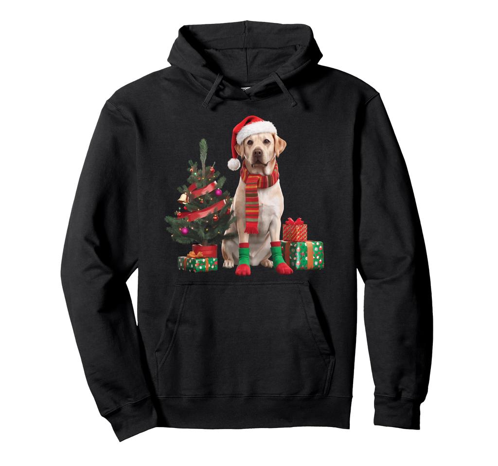 yellow labrador christmas dog santa hat pajamas puppy puppy hoodie