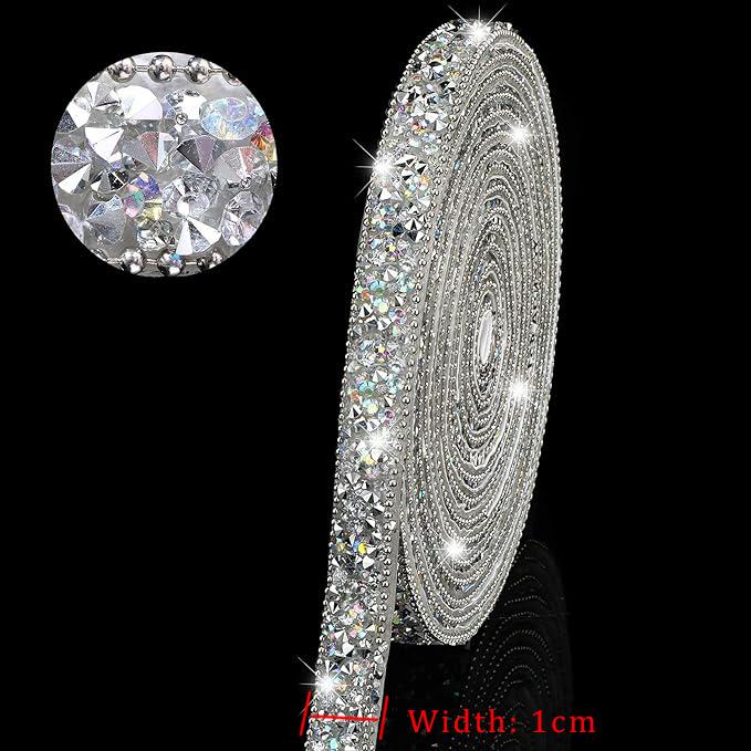10Yards Resin Rhinestone Ribbons Self Adhesive Diamond Crystal Roll Glitter Belt Bling Party DIY Decorations 1CM Rhinestone