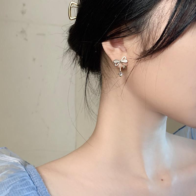 Korea   Fashion Jewelry 14K Real Gold Plating Sweet Small Bow Shell Earrings Exquisite Stars Girl's Gift Women's Earrings