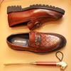 Spring new first-layer cowhide leather shoes men's leather thick-soled horse buckle British style loafers men's one-pedal