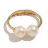 DIEZI 3 Style Exaggerated Gold Color Metal Pearl Cuff Bangles for Women Men Hip Hop Punk Geometric Round Bracelet Party Jewelry