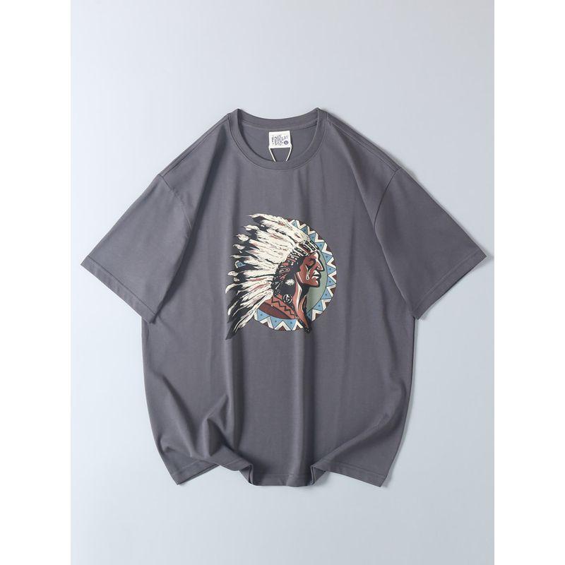 Vintage Trendy Printed Short-Sleeve T-Shirt for Men, Summer Casual Versatile Mercerized Cotton Tee, Export Surplus with Tags Removed