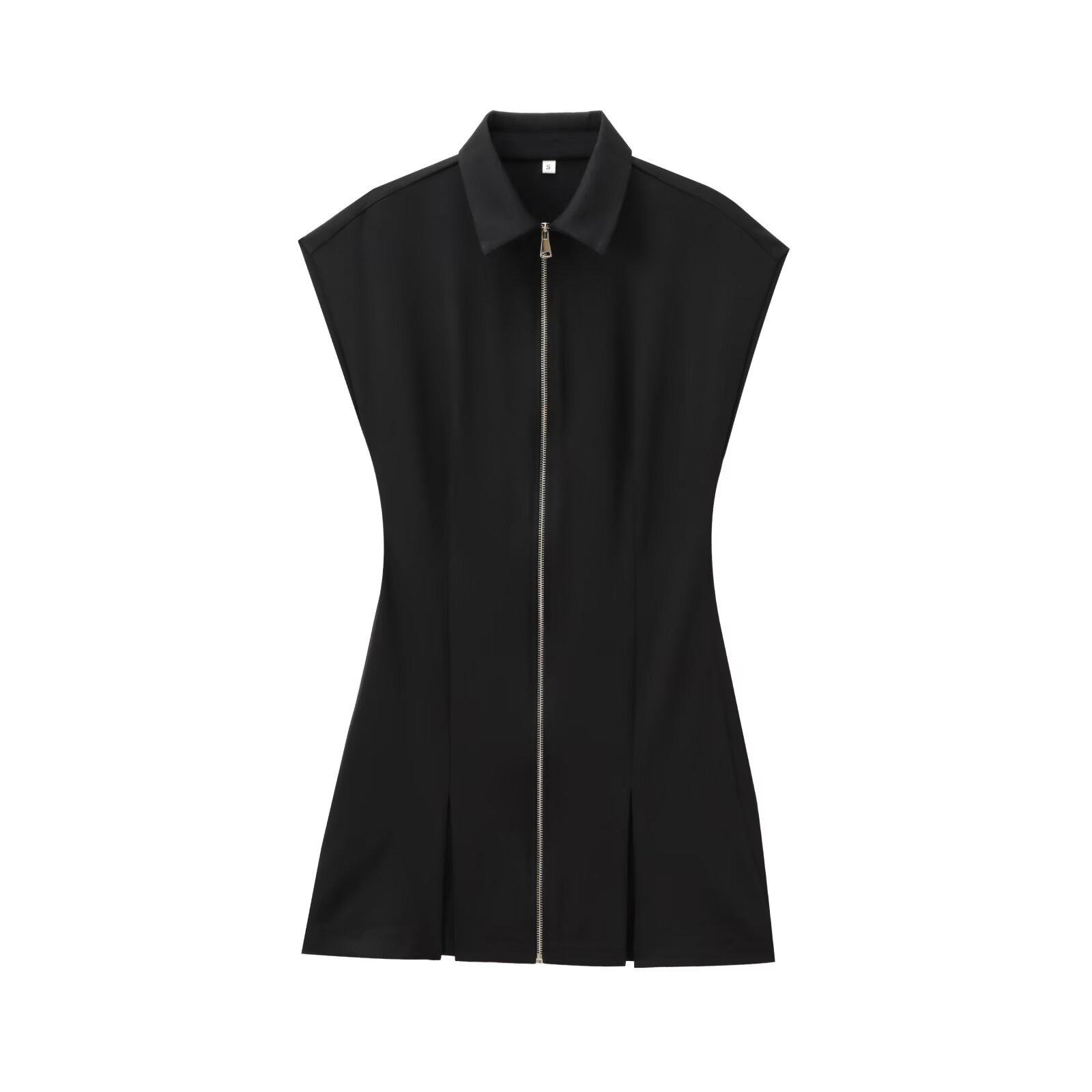 

Весна 2025 Женское Европейское и Американское Модное Облегающее Мини-платье на Молнии Small чёрный