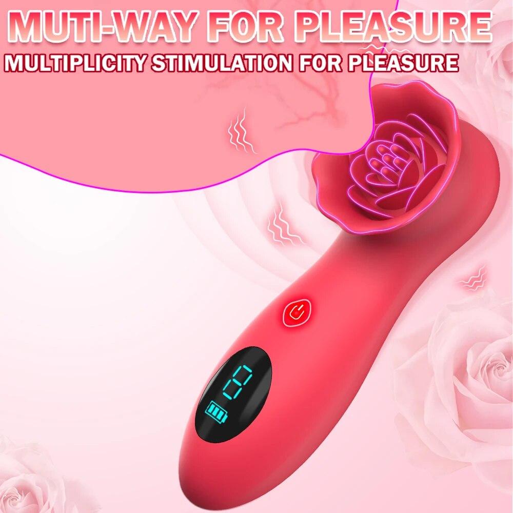 Rose Vibrator für Frauen Nippel Vagina Klitoris Stimulator G-Punkt Vibrationsmassagegerät Weiblicher Masturbator Sexspielzeug für Erwachsenenbedarf
