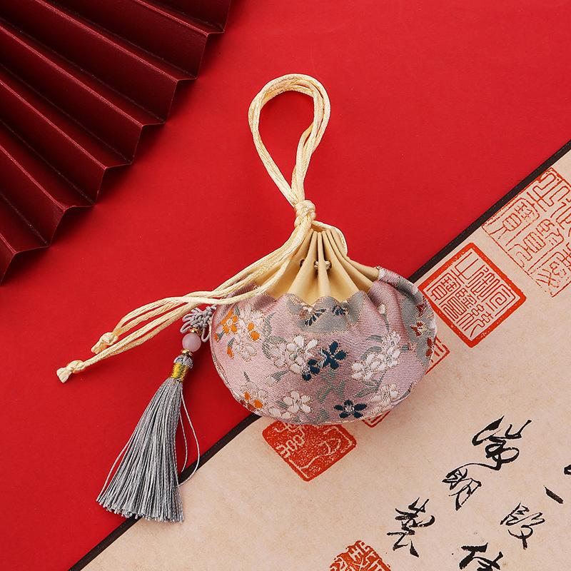 Chinese Style Purse Pouch Drawstring Women Tassel Storage Bag Multi-Color Embroidery Cloth Jewelry Pouch For Wedding Guests