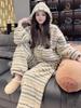 Women's 2025 Winter Hooded Coral Fleece Pajama Set - Cozy, Fashionable, Versatile, High-End Homewear