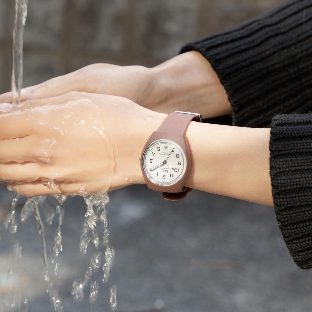 Solar No Battery Replacement 10 ATM Water Mocha [Citizen Q&Q] Watch, Q&Q Powered, Required, Resistant, Lightweight, Analog, E11A-004VK,