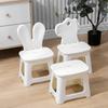 Folding Stool Lightweight Portable Cartoon White Step Stool With Carrying Handle for Children Bunny L