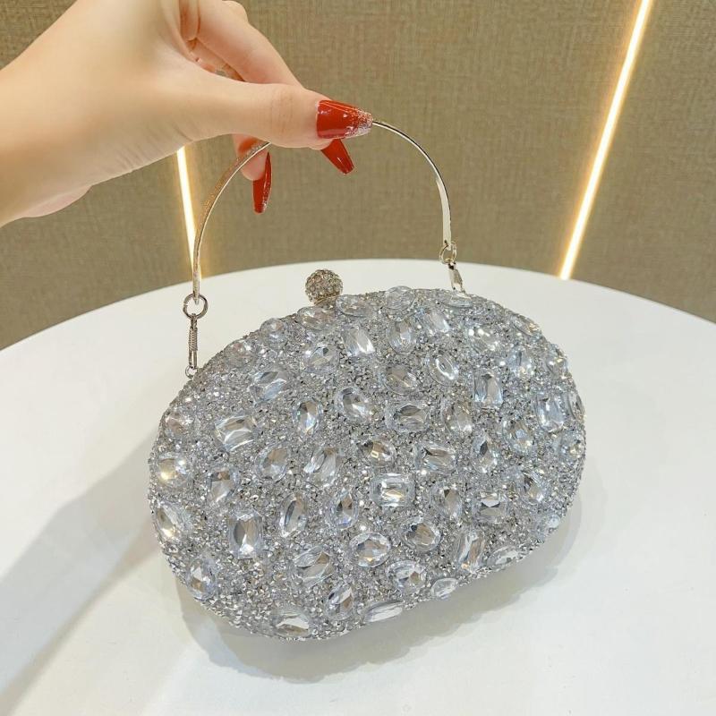 Golden Birthday Party Luxury Crystal Silver Diamond Evening Bags Women Party Purse Wedding Pink Bridal Boutique Clutch Bags