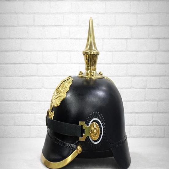 Handmade German Pickelhaube Helmet Brass Leather WWI Spiked Costume Gift