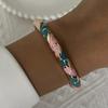 Lucky Evil Eye Flower Enamel Bracelets Set for Women Elegant Floral Rhinestone Geometric Spring Bangle Party Jewelry Gift