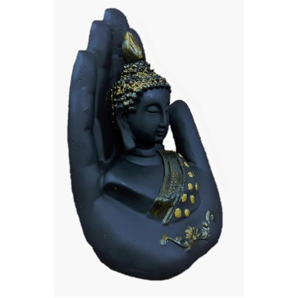 Black Palm Gautam Buddha Statue for Home Decoration Hand Buddha Statue for Living Room Garden Budh Showpiece