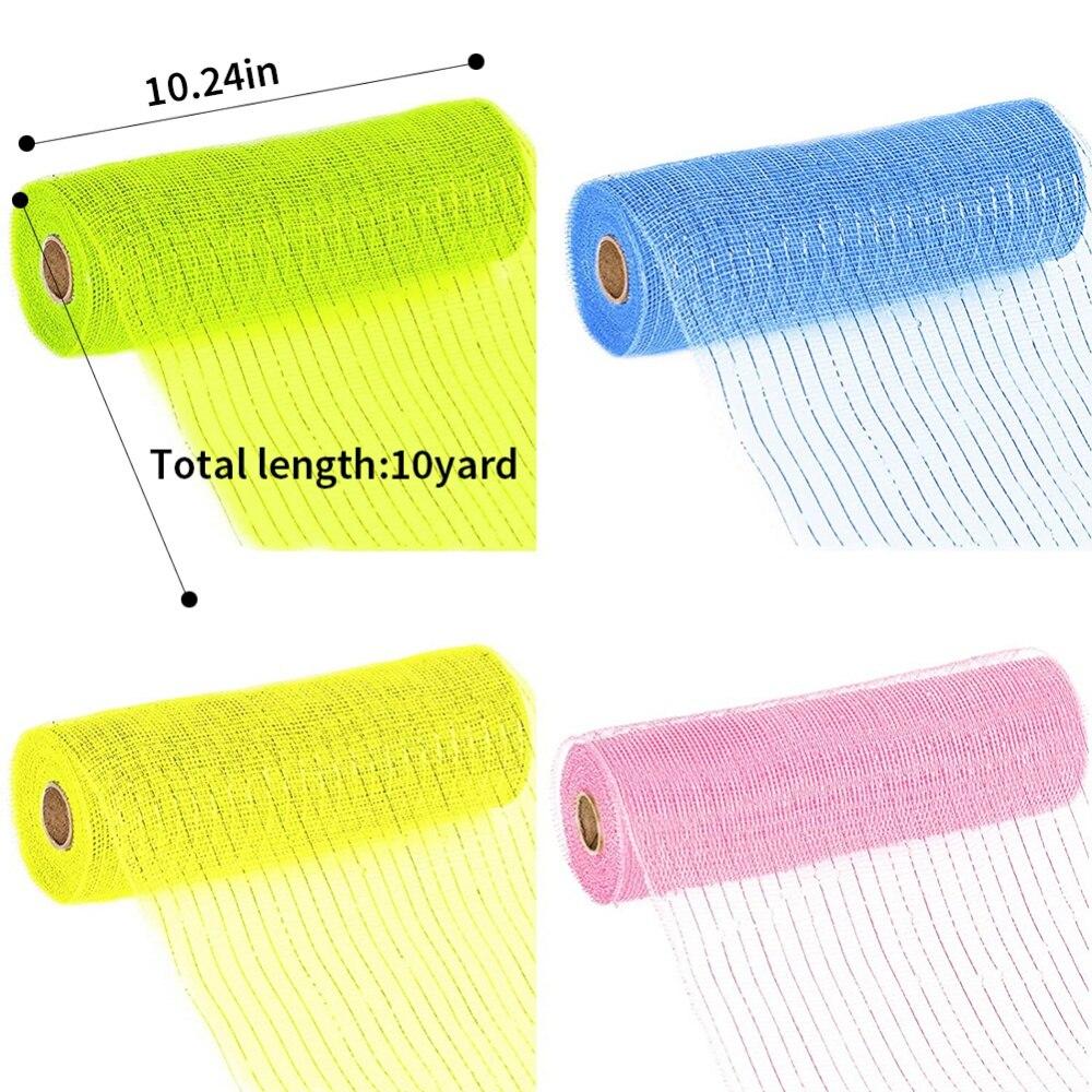 4pcs Easter Day Deco Mesh Ribbons Wreath Decoration DIY Crafts Making Soft Waterproof Easter Home Party Decorations