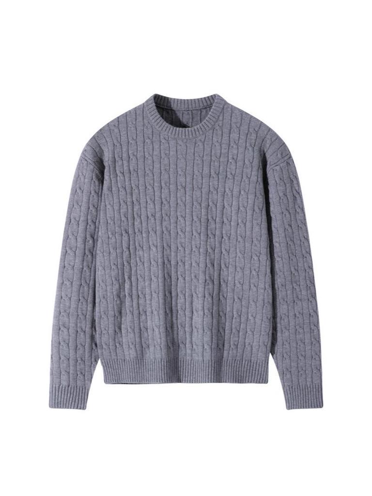 Herrstickad polotröja i amerikansk stil - Höst/Vinter Lös kabelstickad tröja