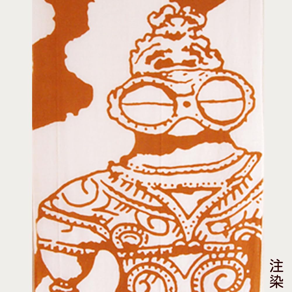 Kyosuke Made In Tenugui Hand 34 X Jomon Shade Clay Cotton Japan, Chū-dyed (Japanese Towel), 90cm, Style, Figurine, 100%
