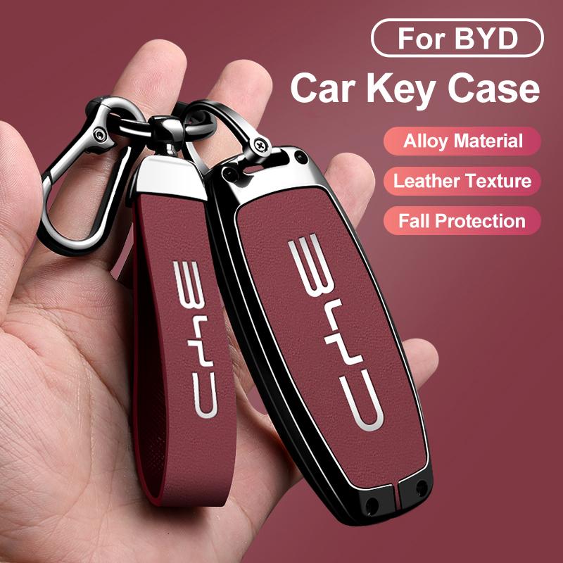 Zinc Alloy Leather Car Key Bag For Byd Second-Generation Song Pro, Tang Dm, Qin Plus Max, Yuan Dynasty, Atto, Han Ev, Dolphin