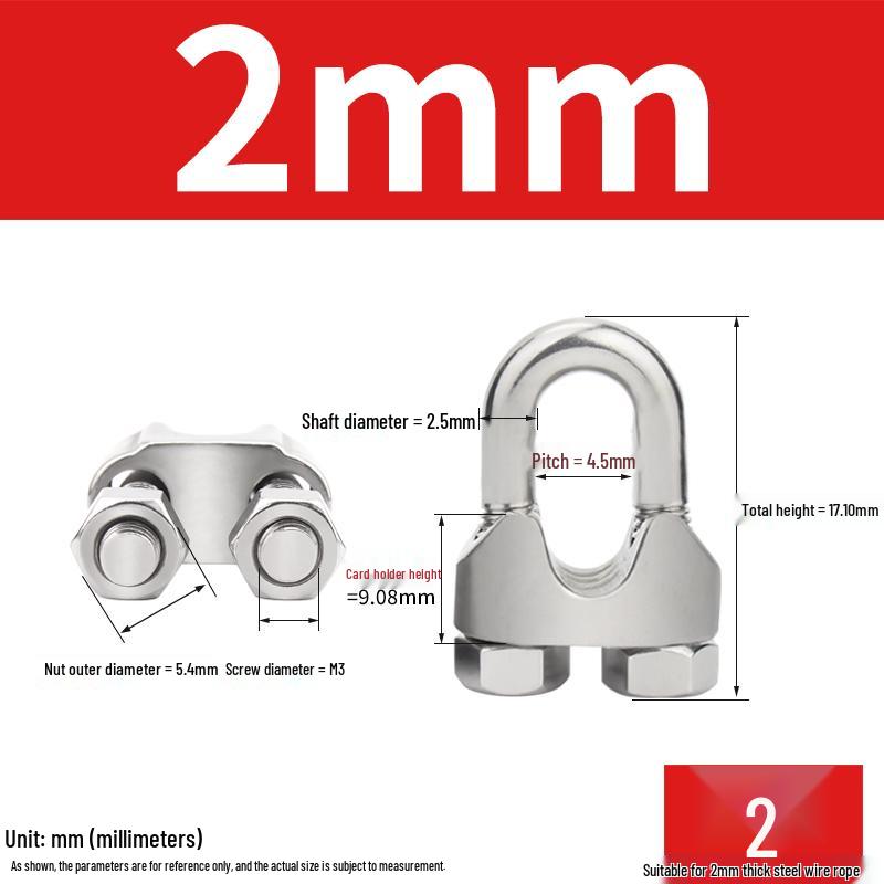 304 Stainless Steel U-Shaped Wire Rope Clip Clamp Locking Buckle